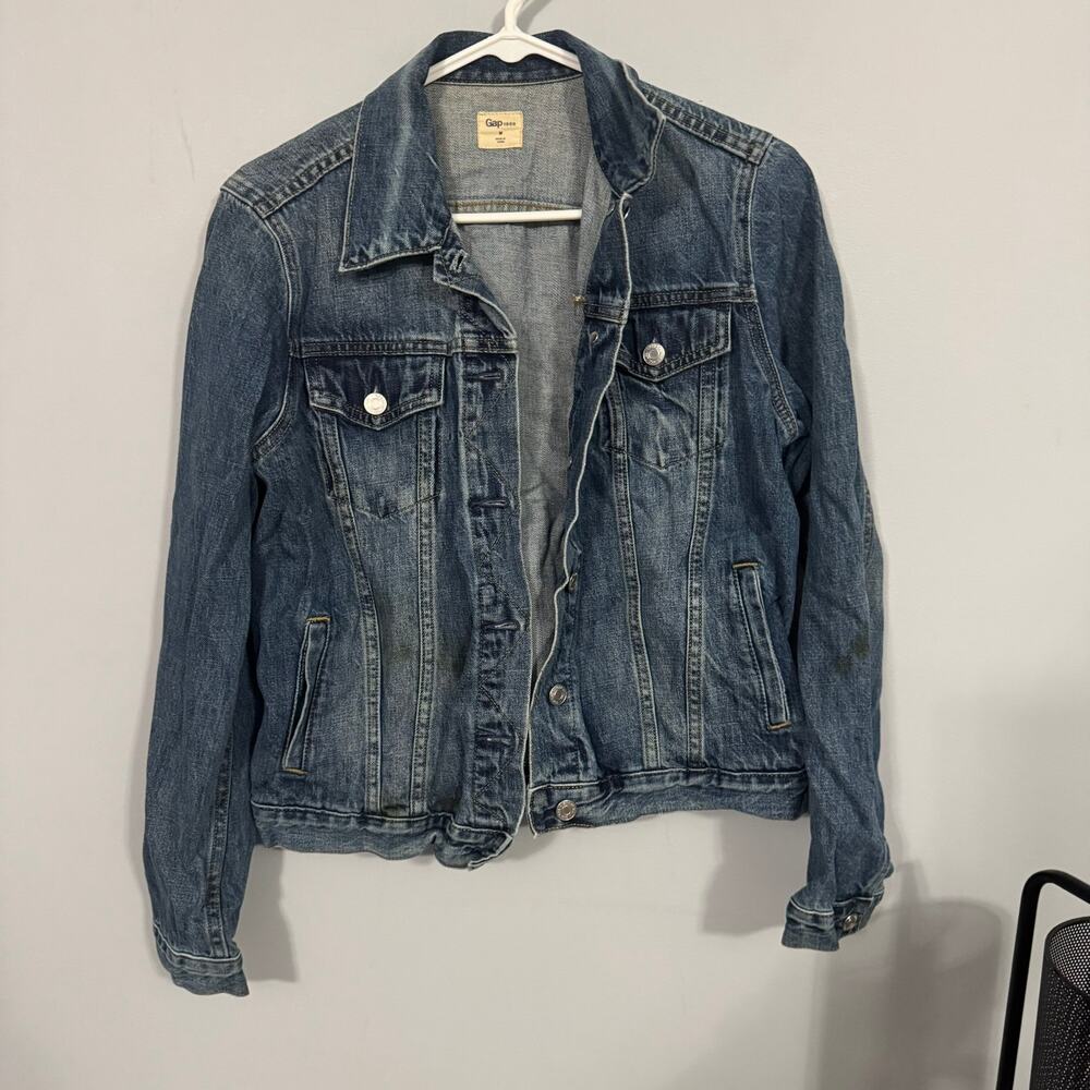 Gap 1969 100% Cotton Medium Wash Jean Jacket Women's Size Medium Pockets Rugged